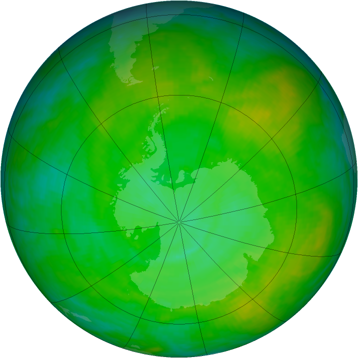 Antarctic ozone map for 17 December 1991